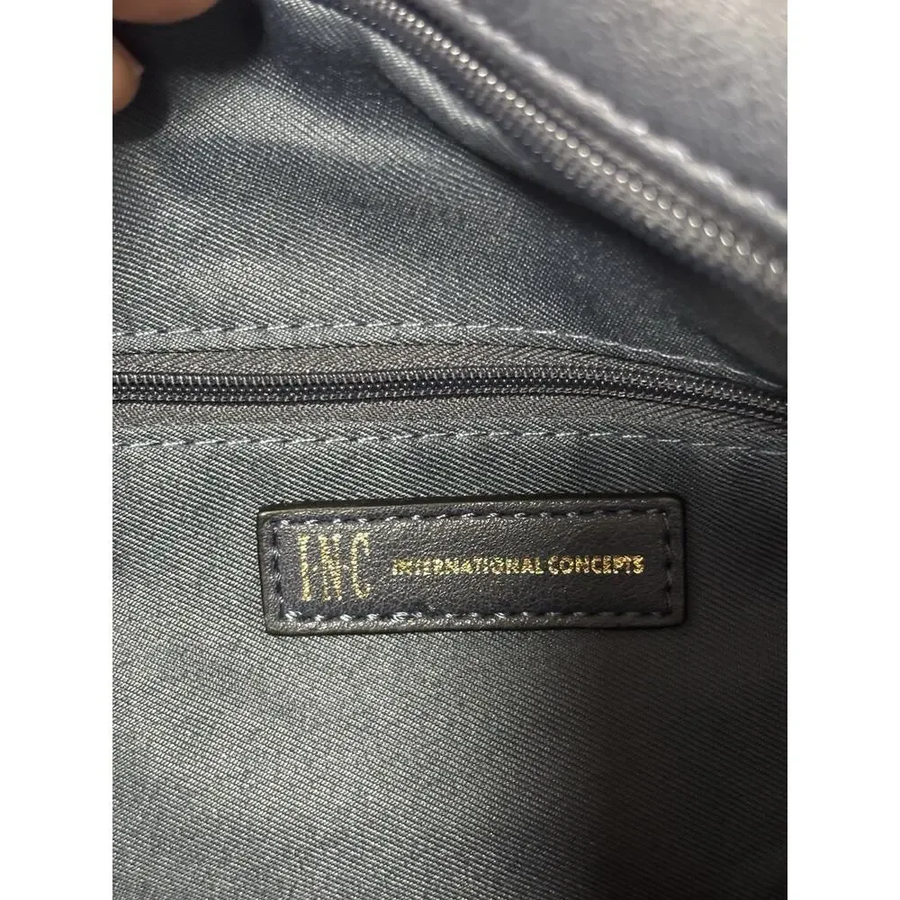 INC International Concepts Blue Faux Leather Shoulder Bag Essential Timeless‎